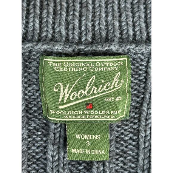 Woolrich Blue Brown Mountain Fish Bear Print Sweater Winter Outdoors S - Picture 3 of 7